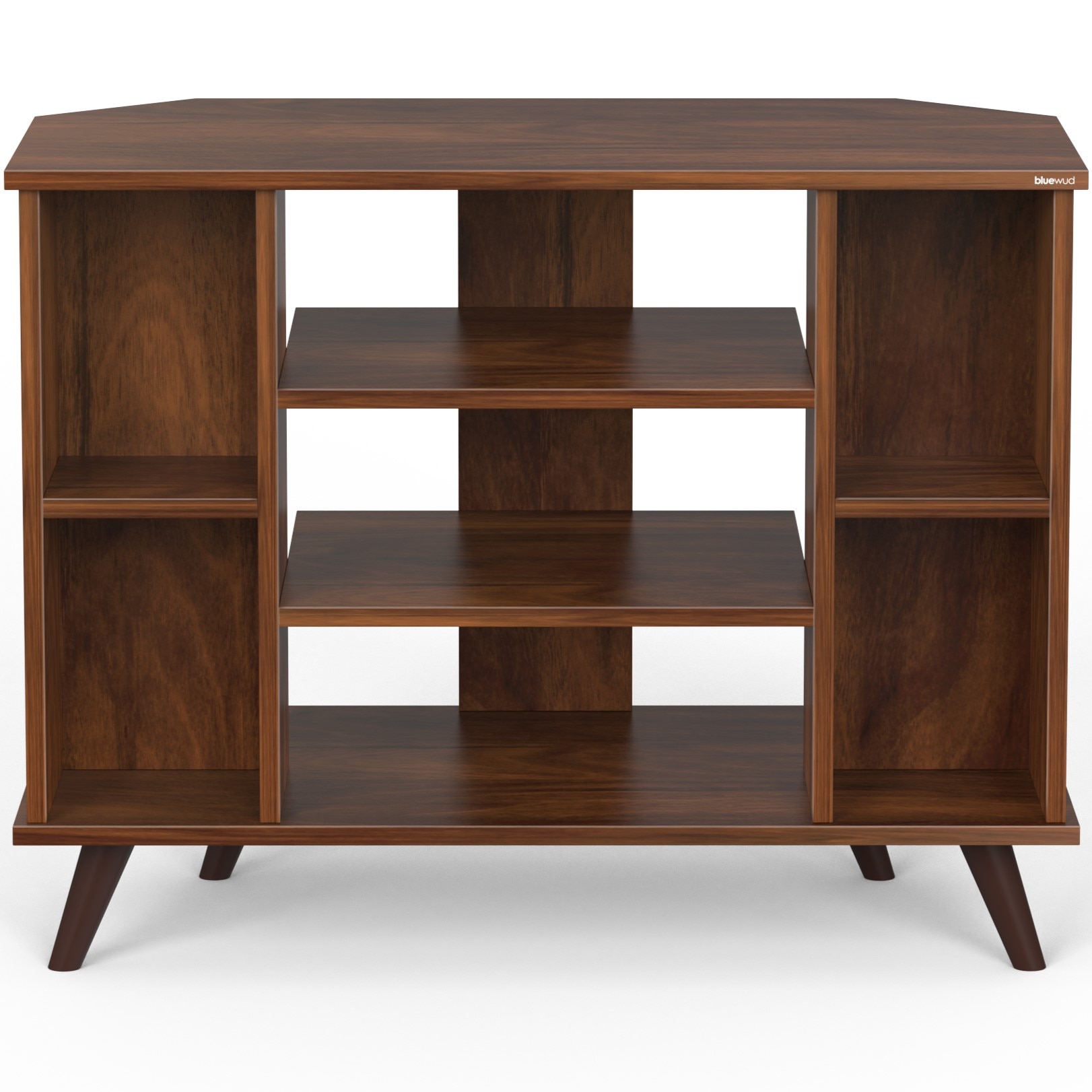 BLUEWUD Gautier Engineering Wood Floor Standing TV Entertainment Unit Set Top Box Stand/TV Cabinet Panel with Shelves for Books & D�cor Display Unit Bed Living Room Upto 42" (Brown Maple)