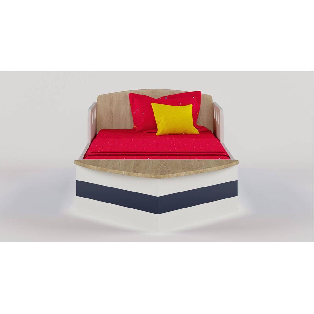 Sweet Sail Engineered Wood Box Bed in White and Oak Colour