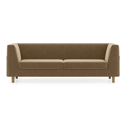 Rubik Luxe 3 Seater Fabric Sofa in Fawn Velvet Colour