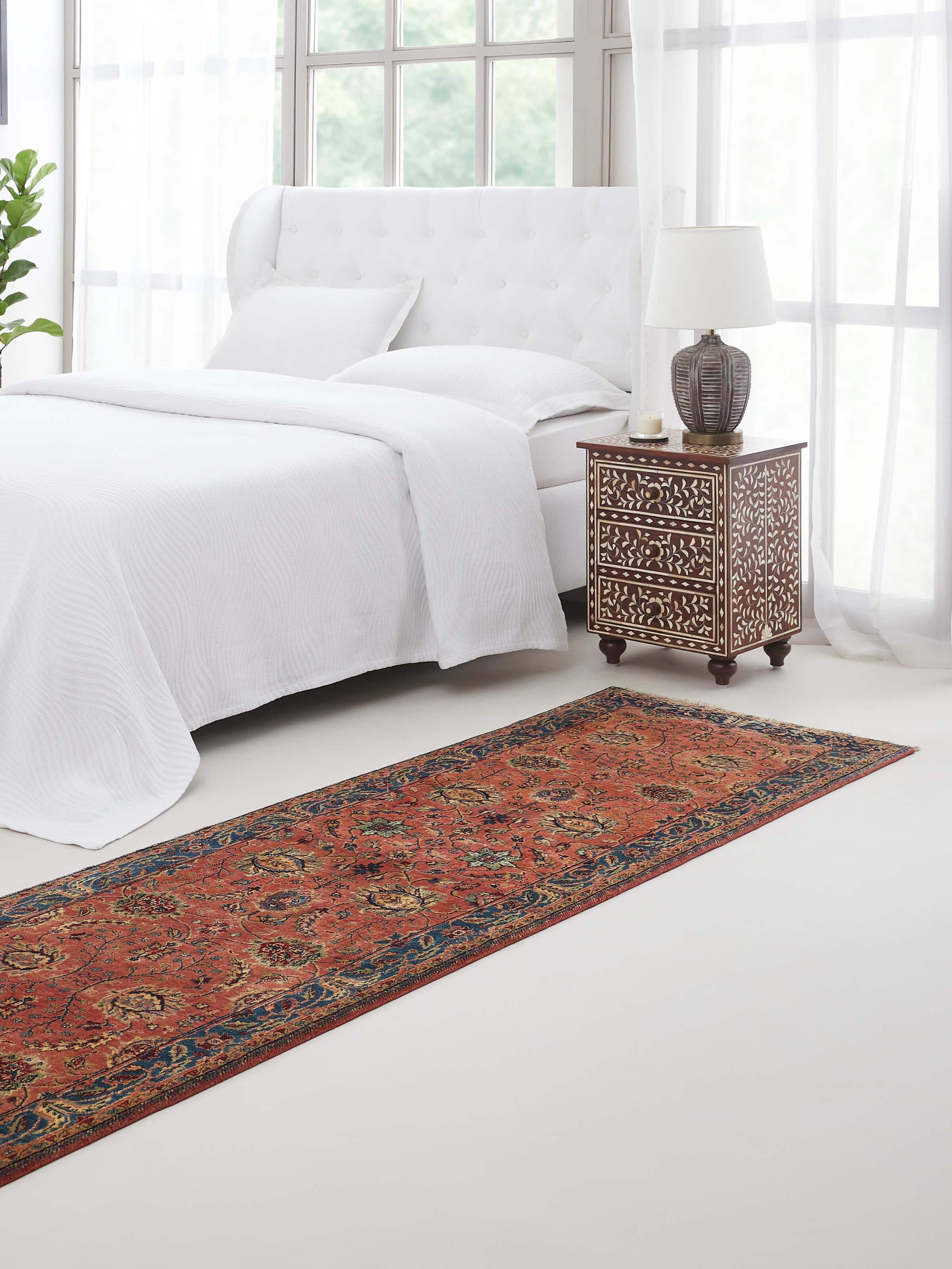 Landscape view of Jaipur Ziegler Runner, emphasizing traditional motifs and runner-style proportions.