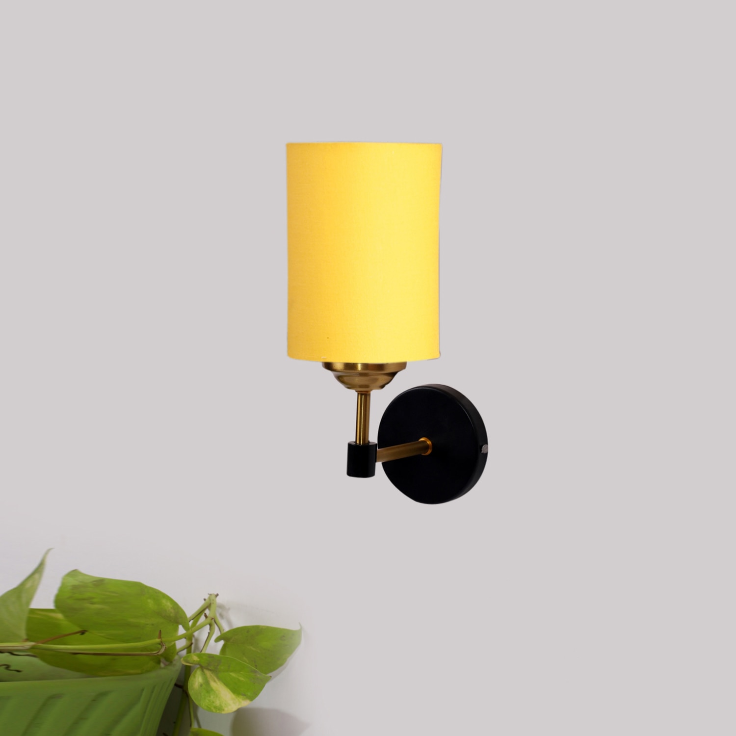 Devansh Metal Electric Wall Light in Black Colour with Yellow Shade Count of 1 Light - Devansh