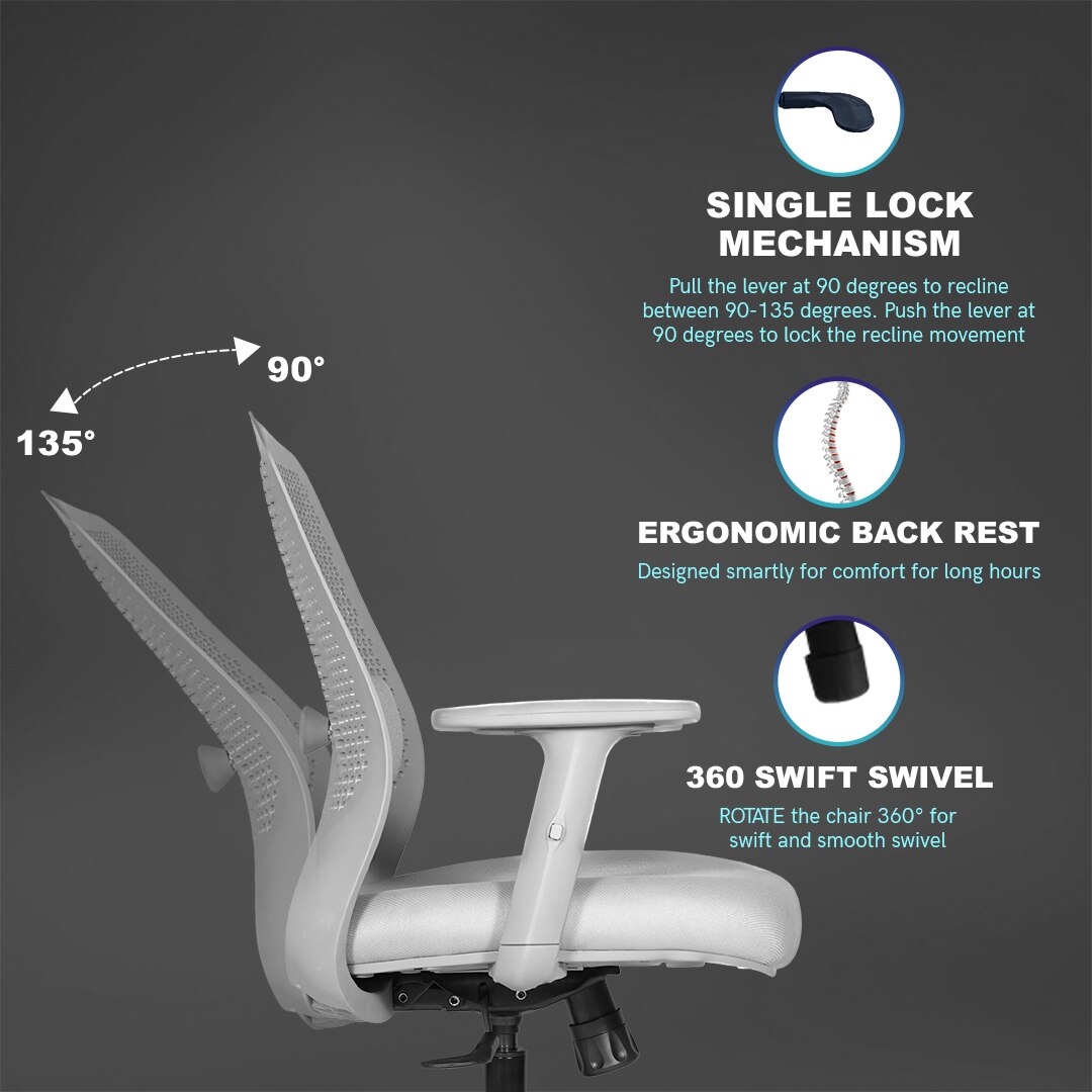 Celesta Mid Back Mesh Office Chair in Grey Colour