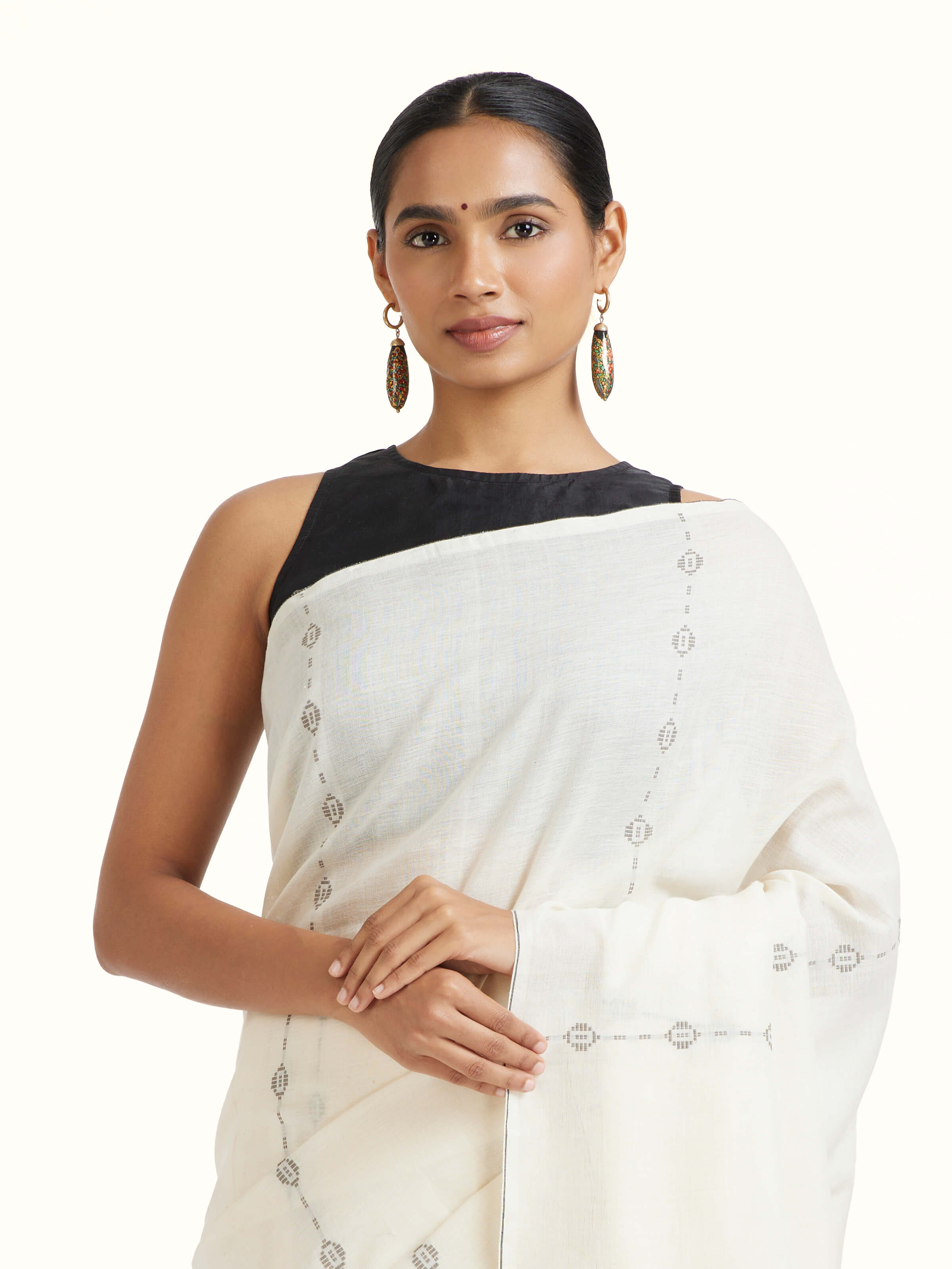 Off-white Cotton Extra-weft Saree