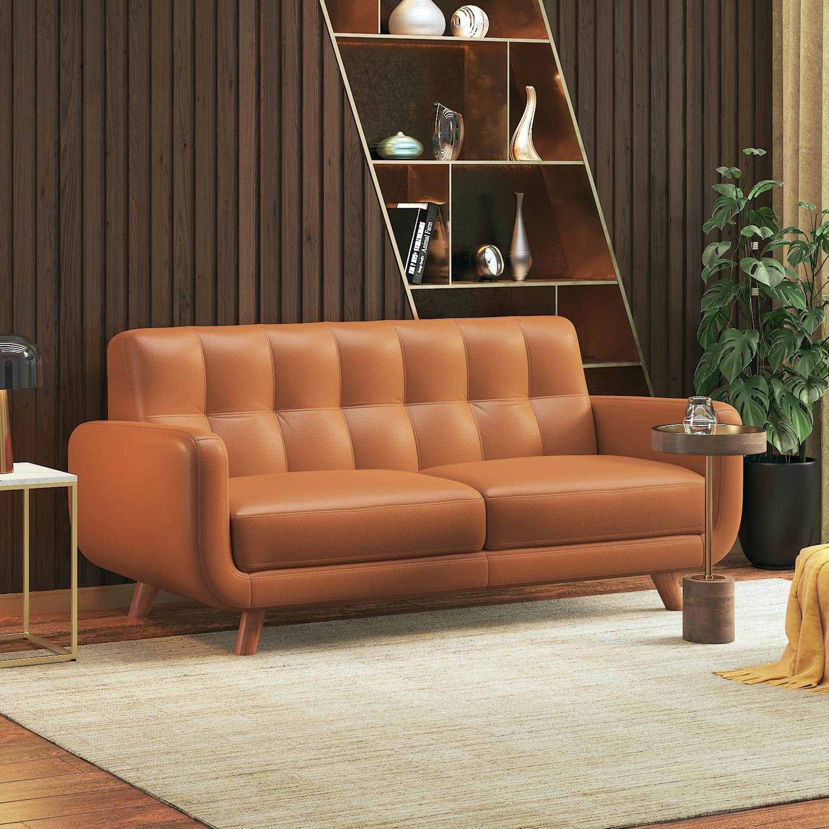 Waverly 2 Seater Leather Sofa in Apricot