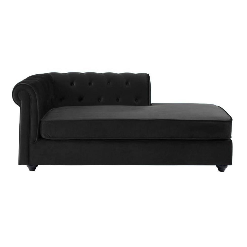 Ease Velvet Chaise Launger in Black Colour