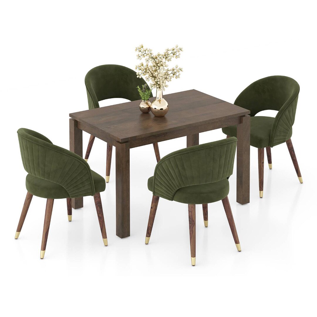 Atlas Solid Wood 4 Seater Dining Table With Celia Dining Chairs