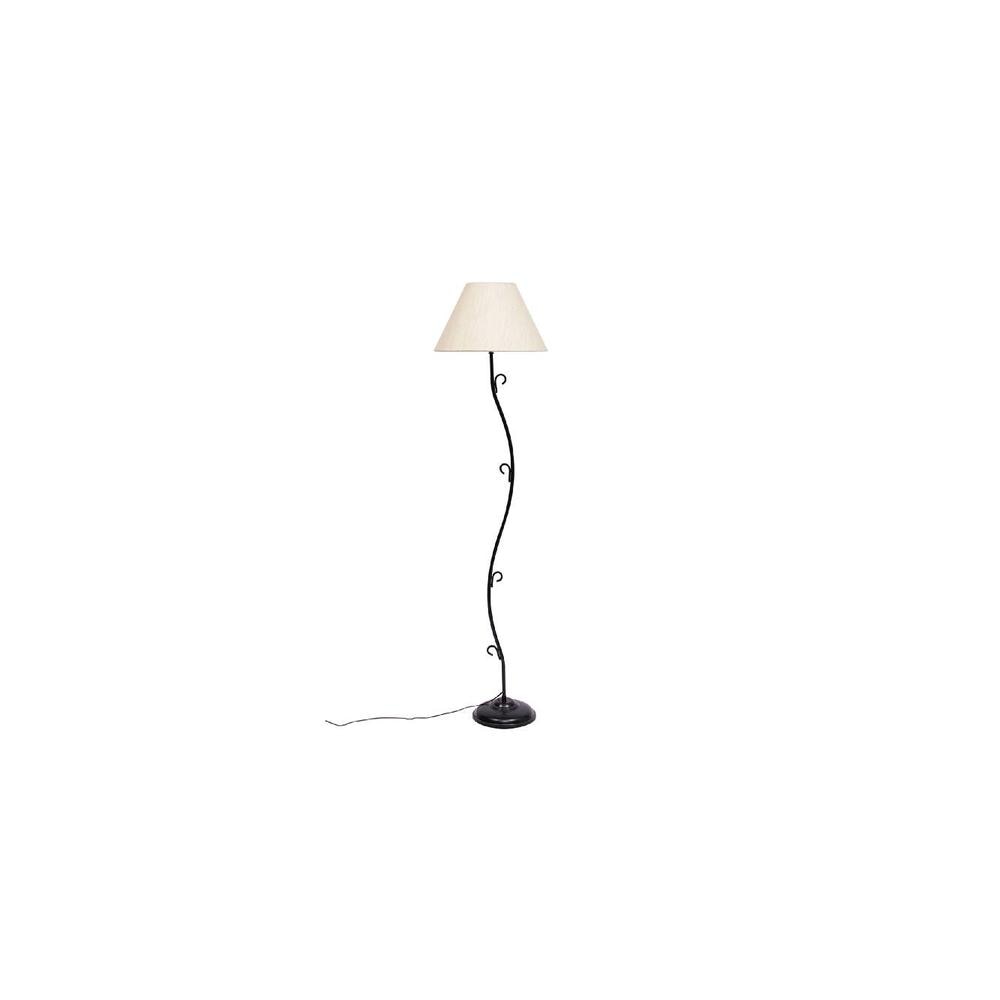Zenos Off White Fabric Floor Lamp with Black Iron Base