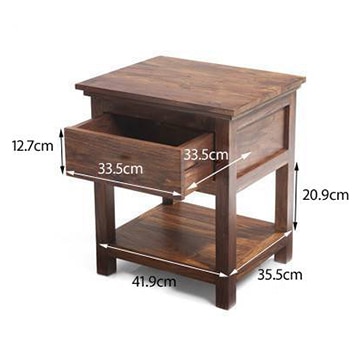 Snooze Solid Wood Bedside Table in Teak Finish