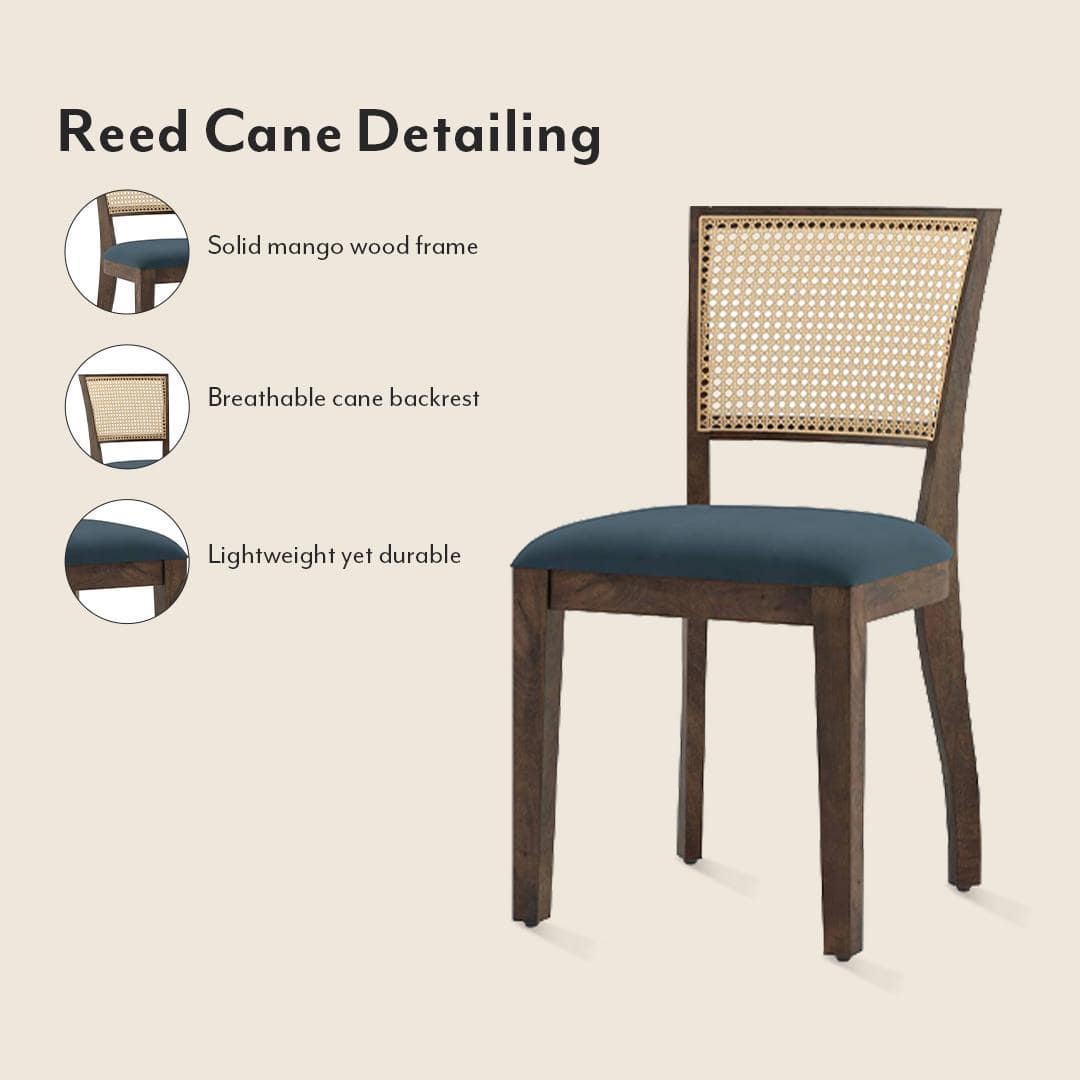 Brighton Square 4 Seater Dining Table With Reed Dining Chair Set