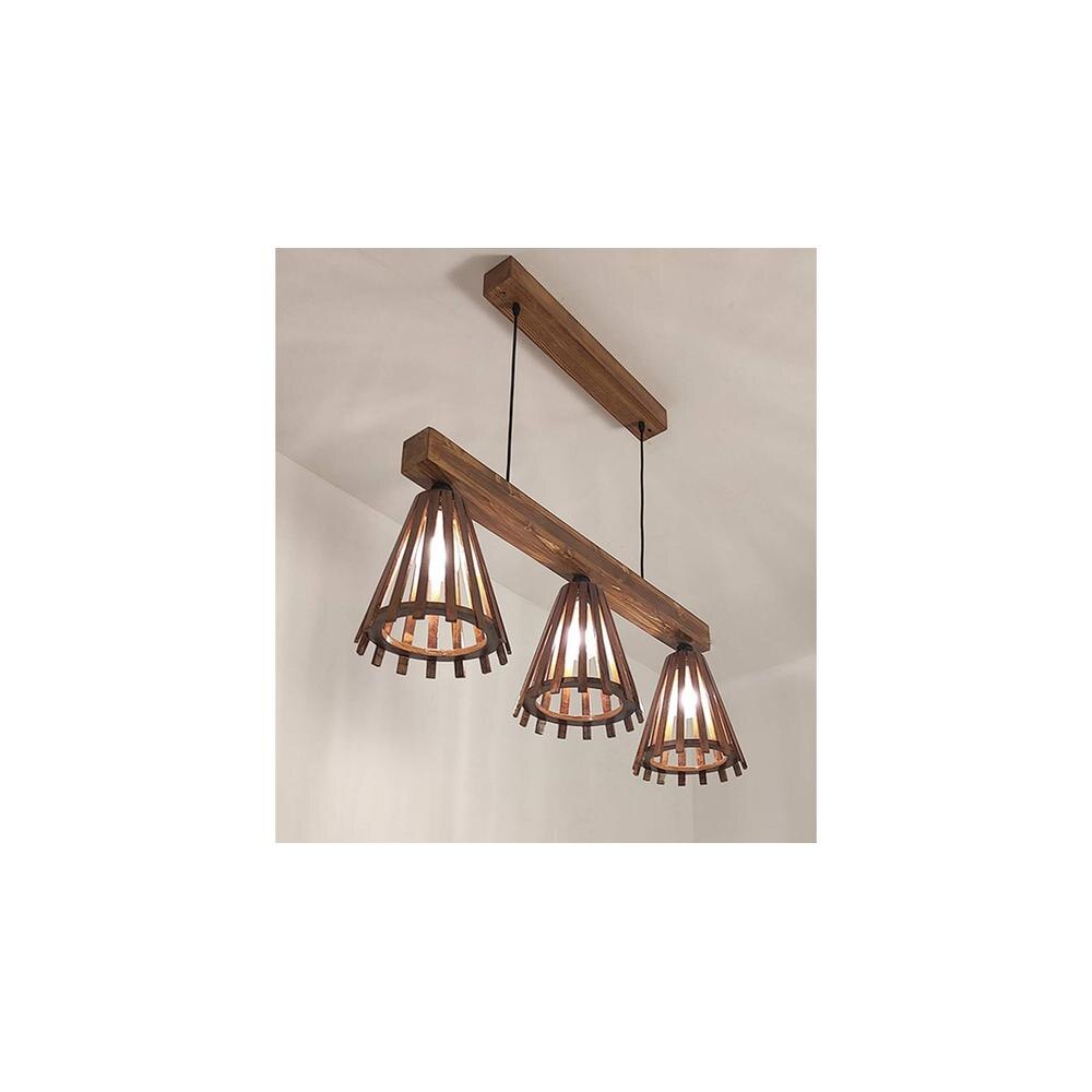 Funnel 3 Series Brown Solid Wood Cluster Hanging Light