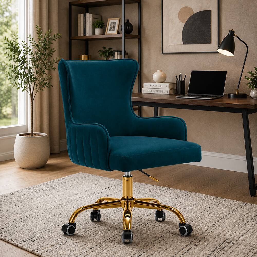 Doe Buck Adan Modern Teal Velvet Office Chair