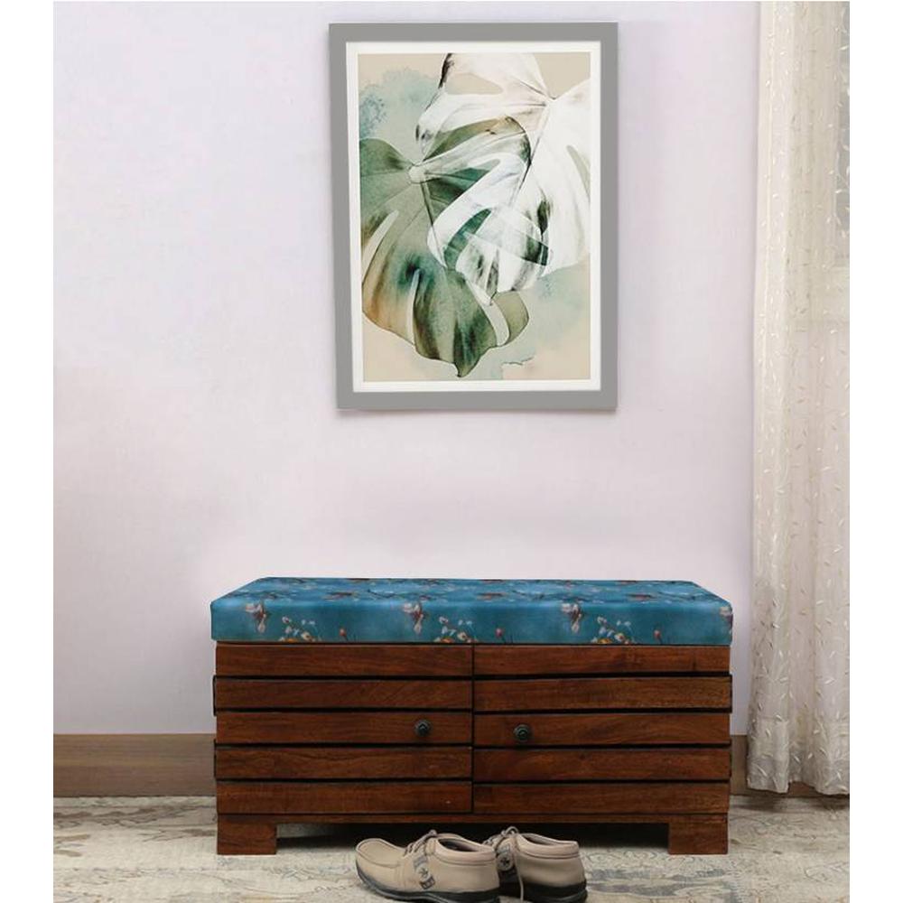 Liliana Shoe Rack With Seating In Honey Oak Finish - Globally Indian