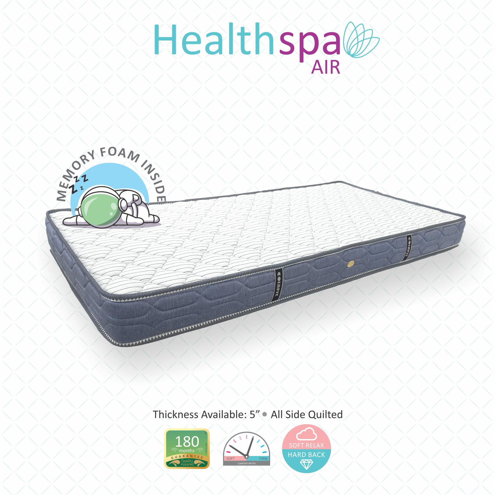 Health Spa Air Dual Comfort With SRTX Technology 5 Inch King Size Bonded Foam Mattress (75X70 Inches), Infused Cool Gel, NASA Approved Memory Foam, All Side Quilted