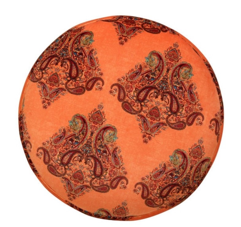 Samuel Solid Wood  Ottomon in  Orange Colour