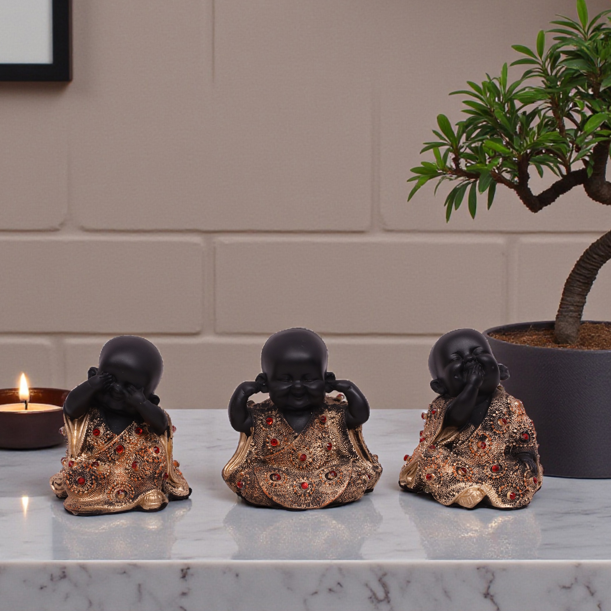 VEDAS Polyresin  Figurine in Black Colour - Vedas