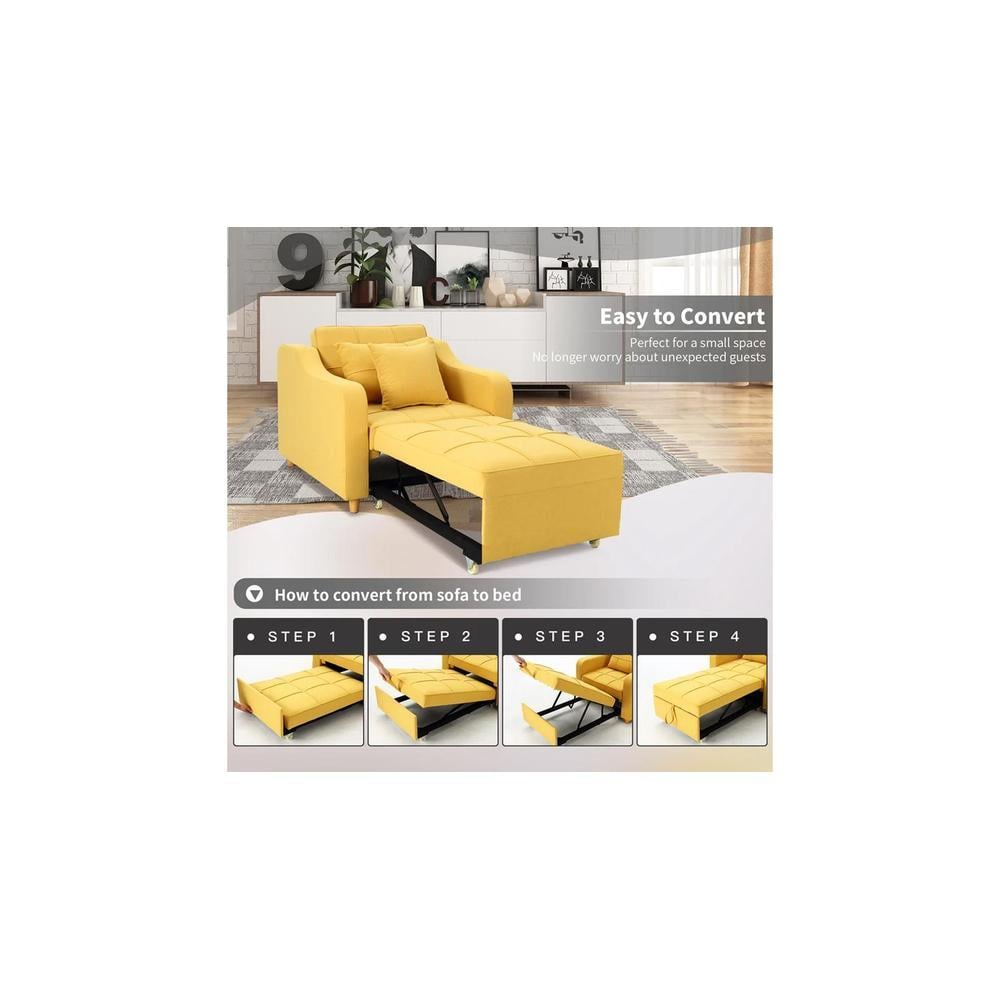 Alysha 1 Seater Sofa Cum Bed In Yellow Color
