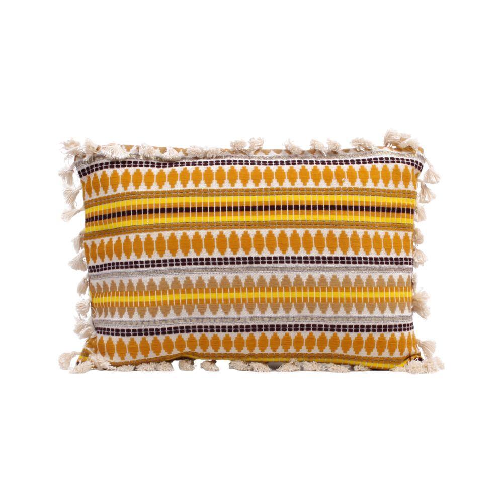 Acrylic Striped Cushion Cover with Lace Set of 2 (12 X 18 Inches)