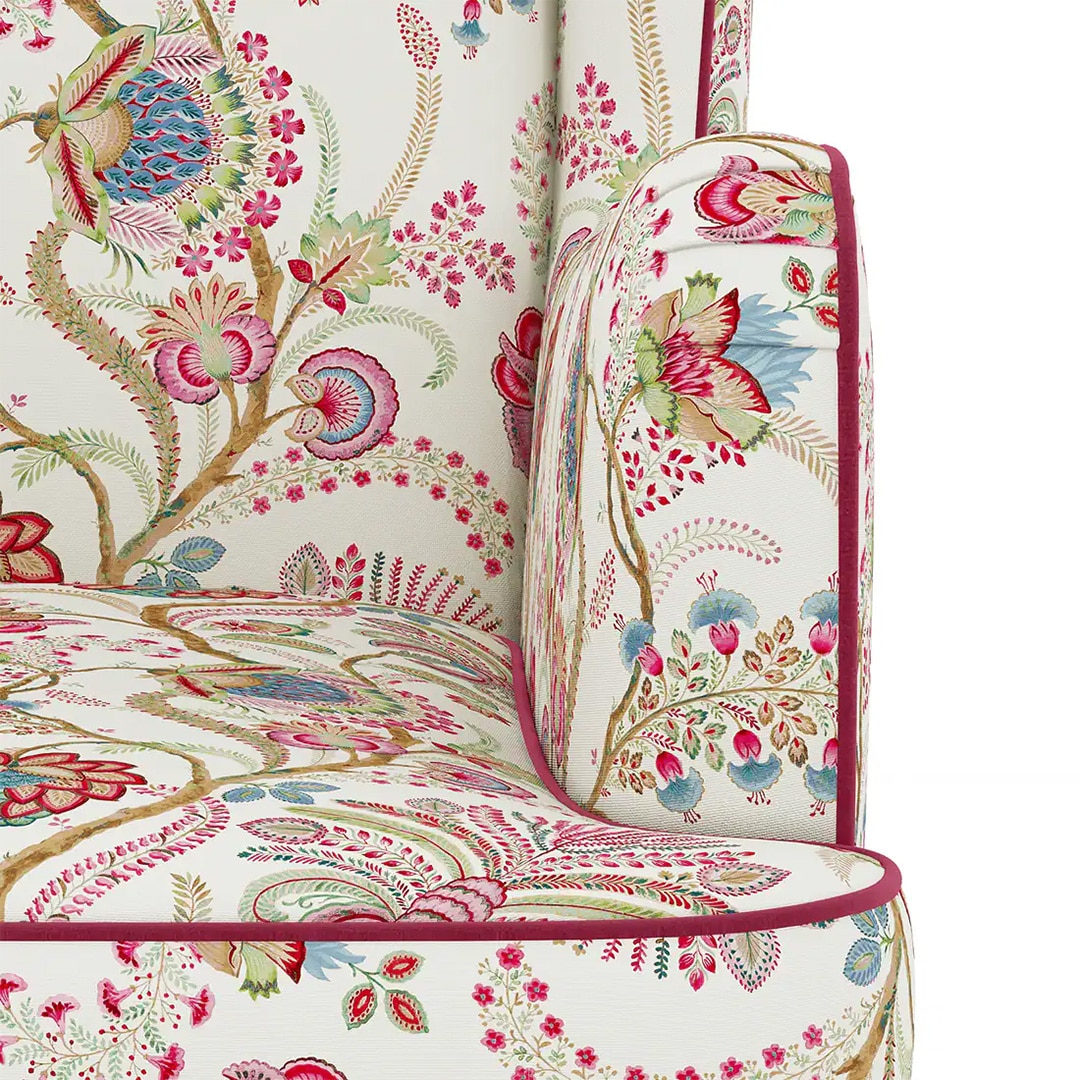 Genoa Lounge Chair In Viva bloom premium cotton Colour
