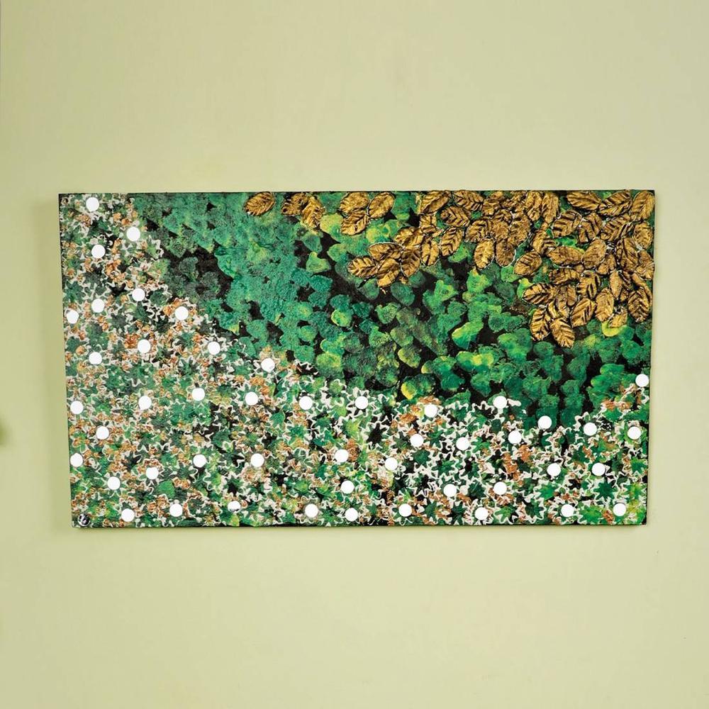 Wooden Handmade Rectangle 3D Wall art with Clay and Mirror Work