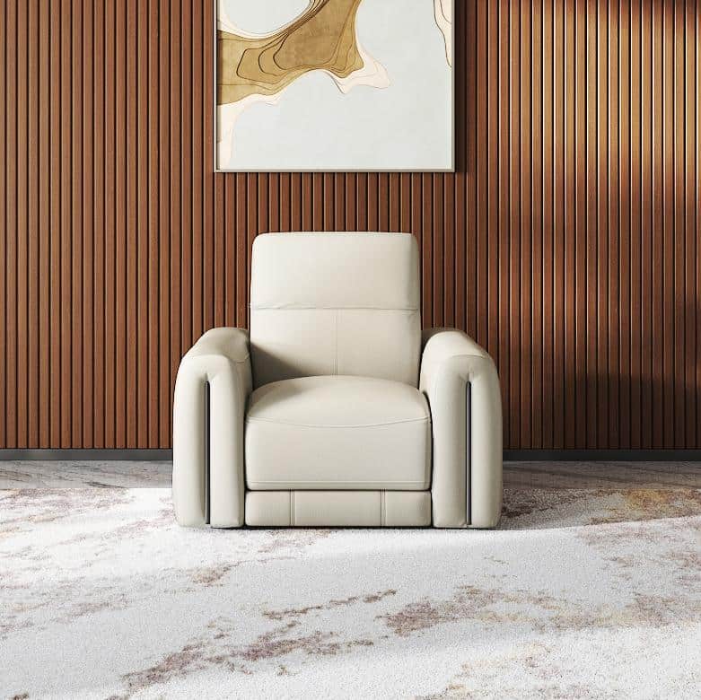 Linaro Leather 1 Seater Double Motor Recliner In Grey Colour