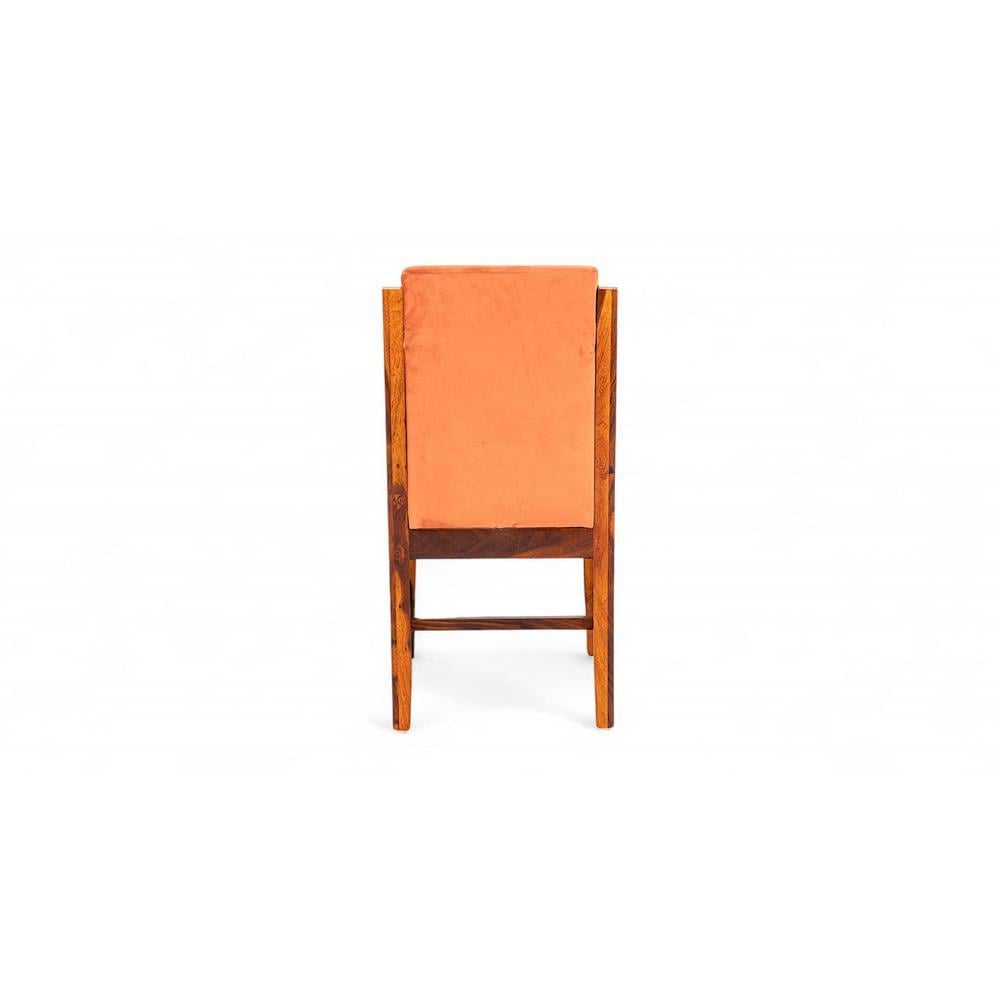 Rosslyn wood Dining Chair in Pumpkin Orange Velvet Upholstery with PINE FINISH
