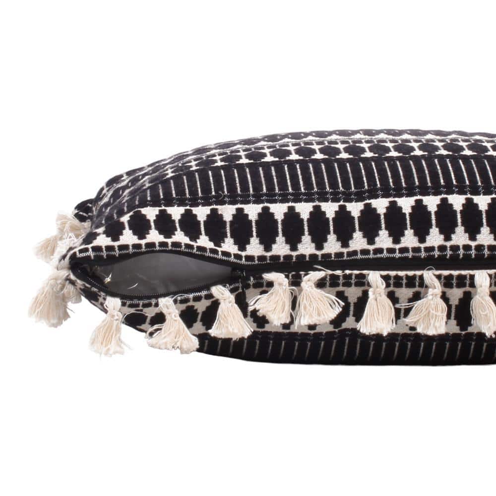 Acrylic Striped Cushion Cover with Lace Set of 2 (16 X 16 Inches)