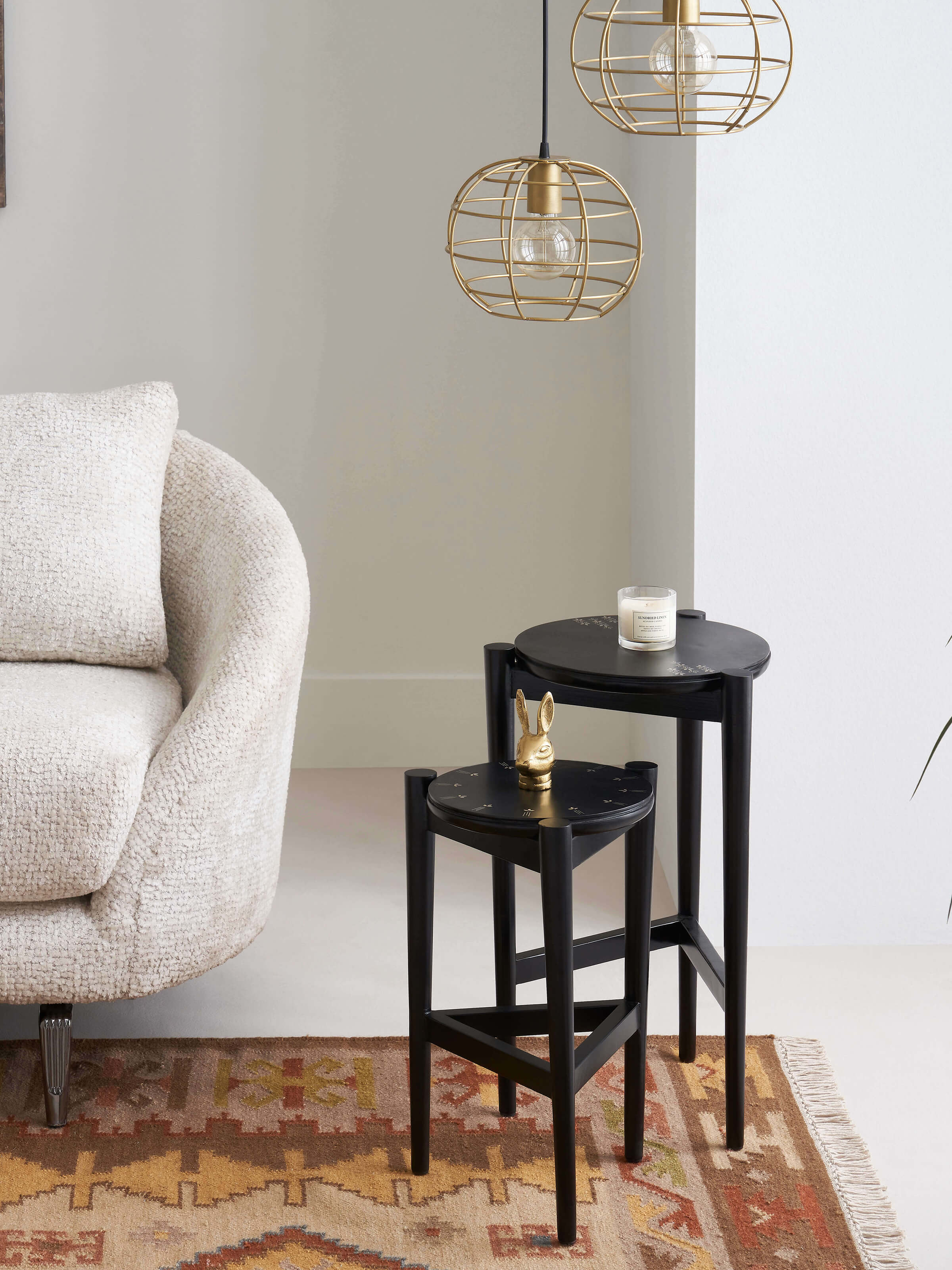 Mango Wood Bidri Nesting Tables (2 Pcs)