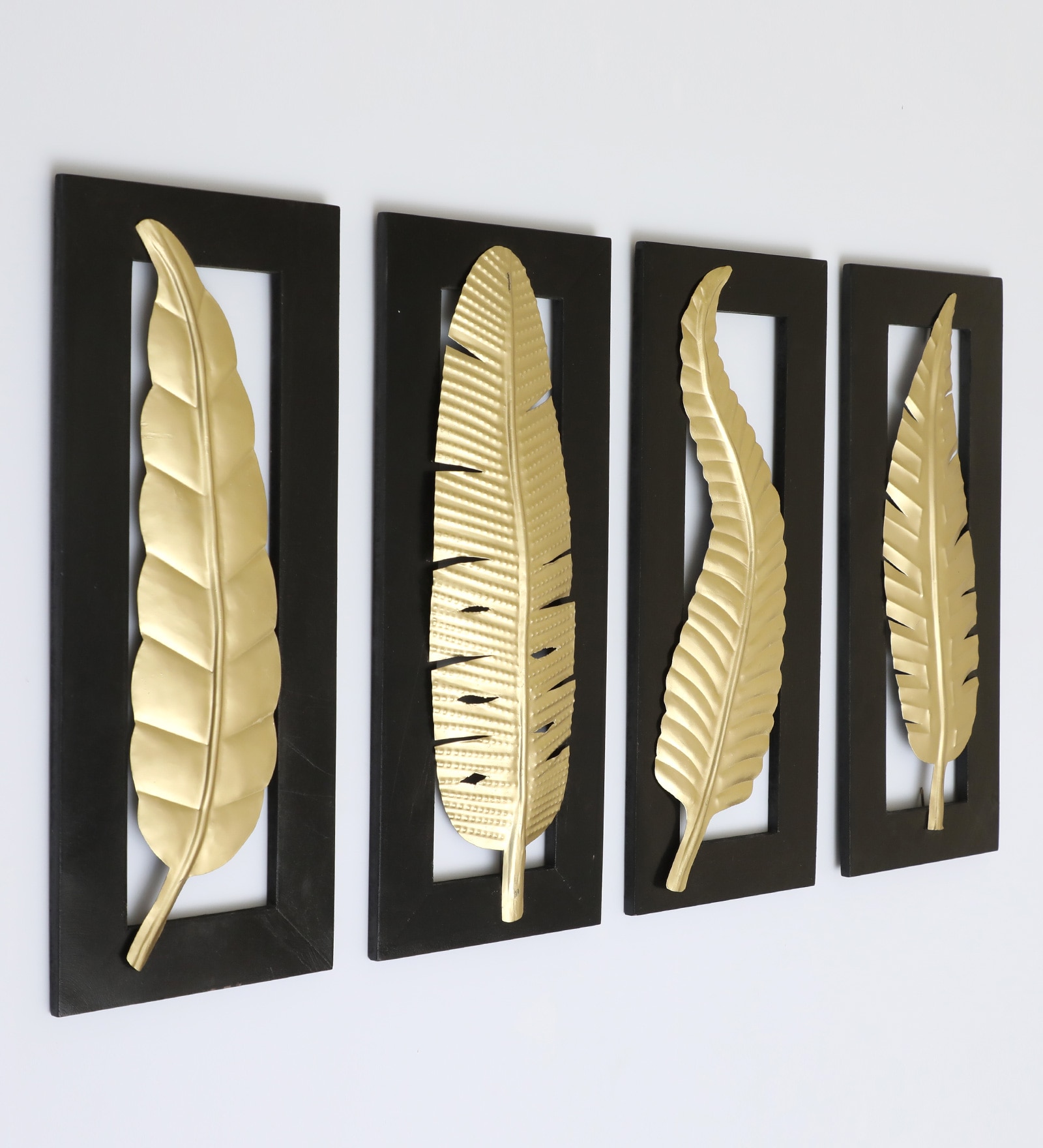 Vantara Abstract Metal Wall Decor in Gold Set of 4 - Vedas Exports