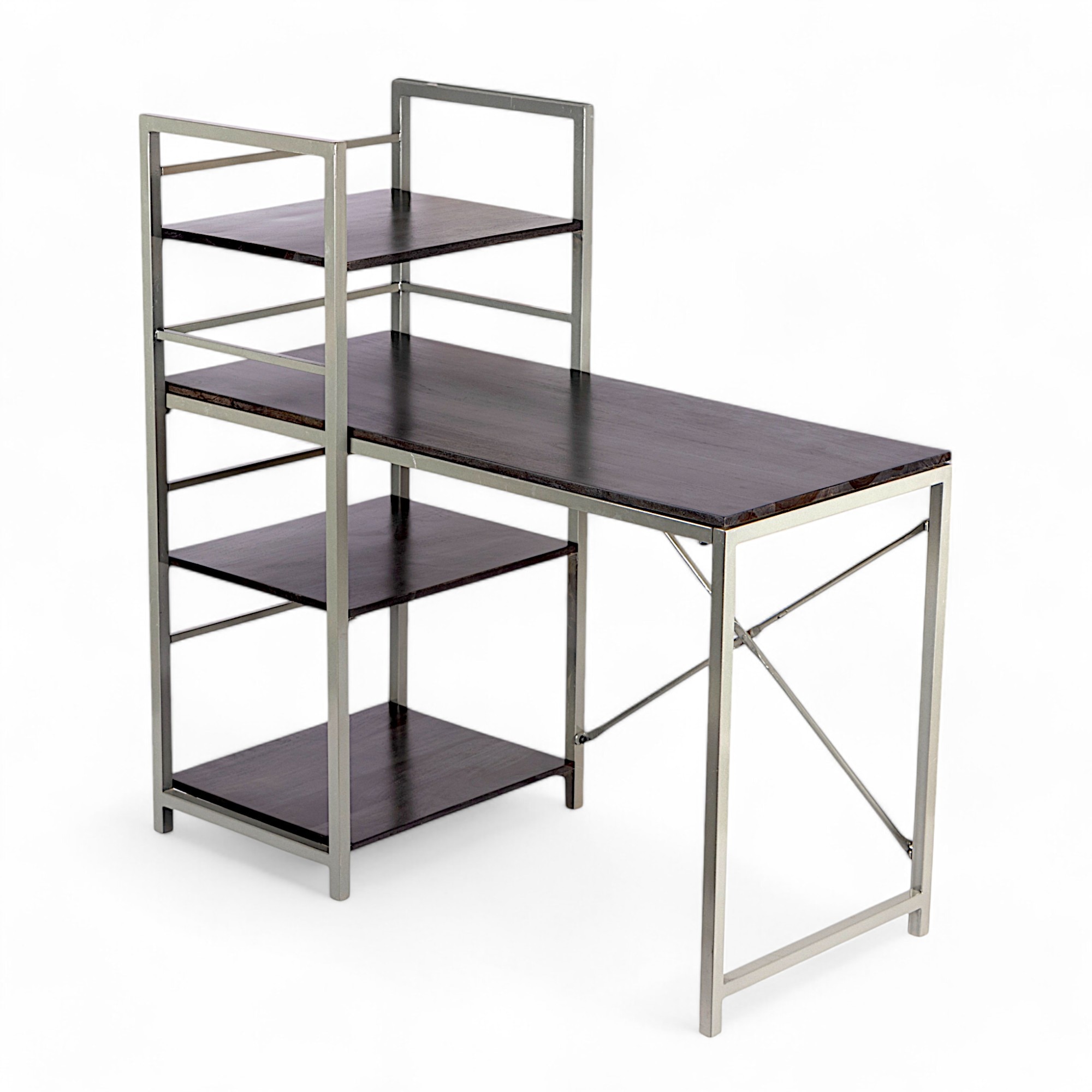 Kerdley Sheesham Wood with Metal Frame Study Computer Table In Dark Mahagony Finish