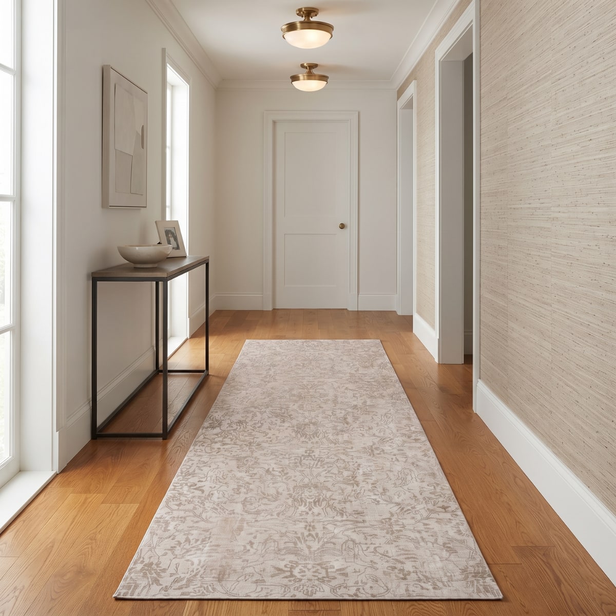 Neulooms Handloom Knotted Reversible Flatweave Runner Rug Wheat or Ivory 3x10