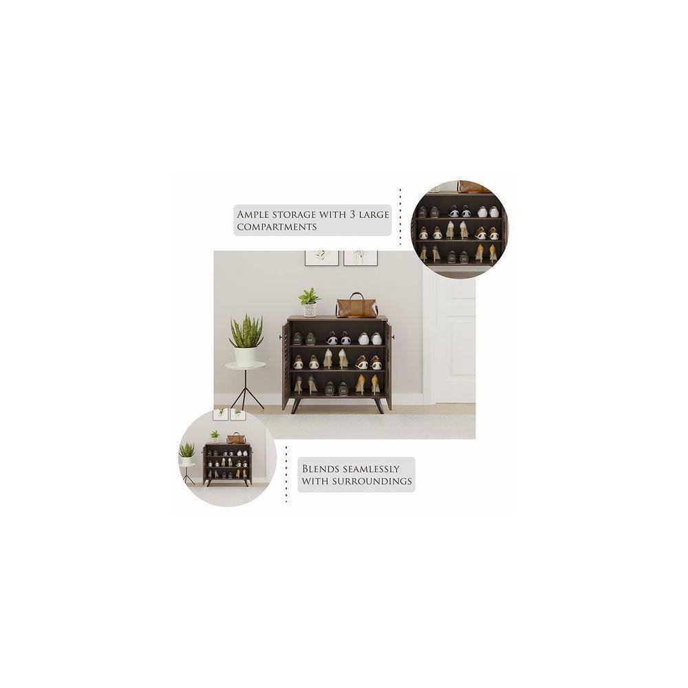 Carlem 2 Door Free Standing Engineered Wood Shoe Rack in Wenge Finish