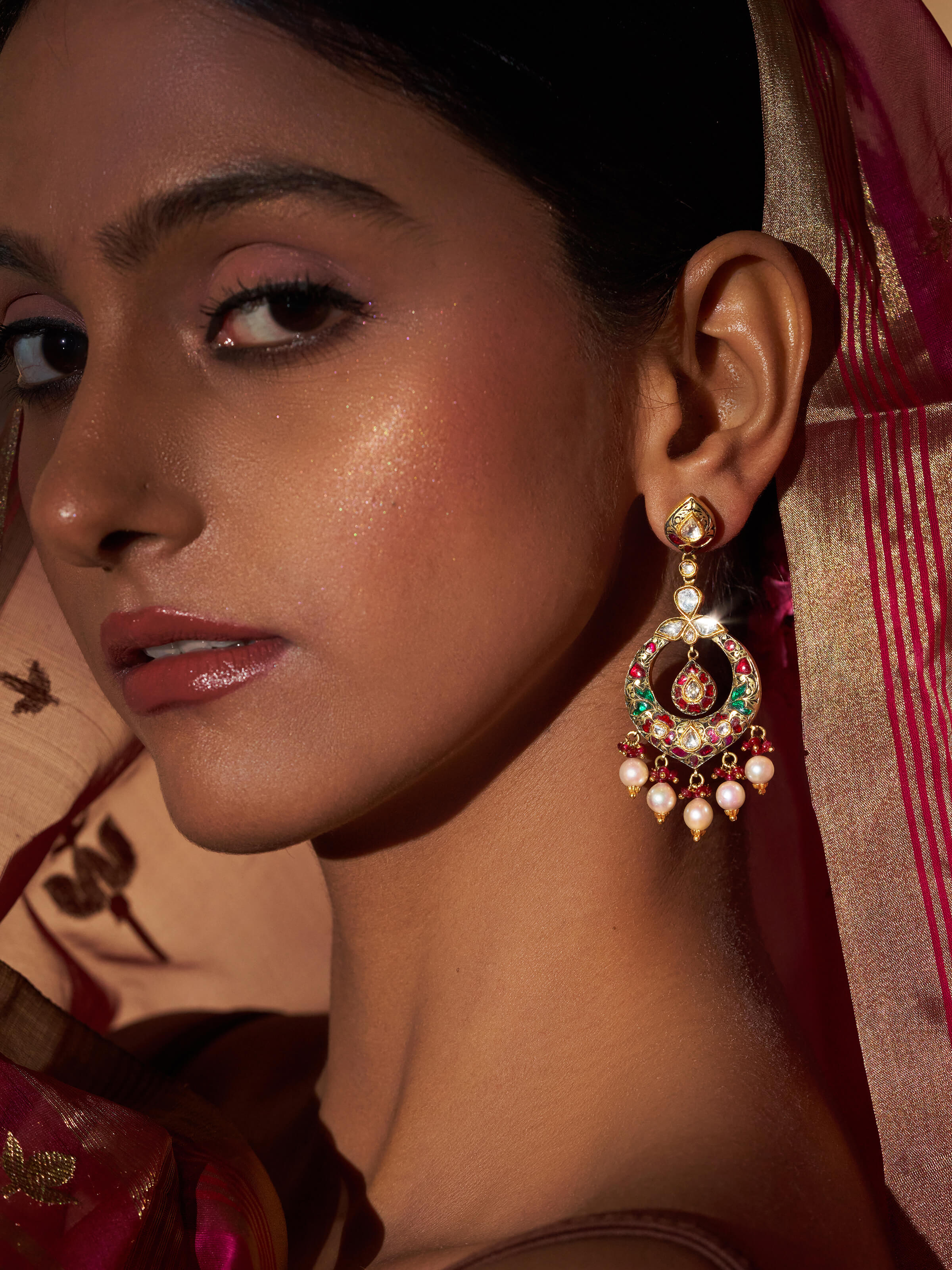 Partash 18 Karat Gold Chandabli Drop Earrings