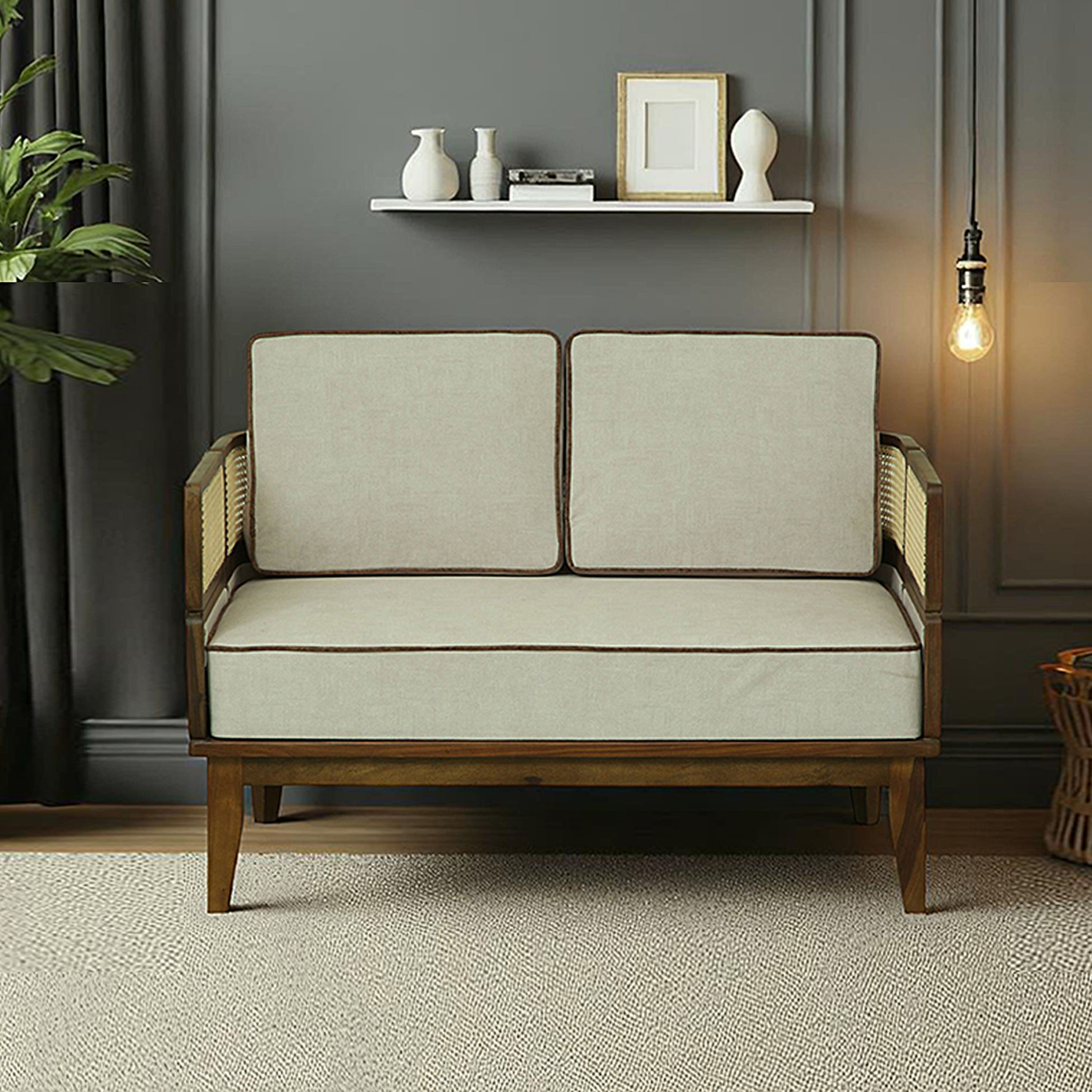 Sunbrust 2 Seater Sofa In Beige Colour - Vintage Home