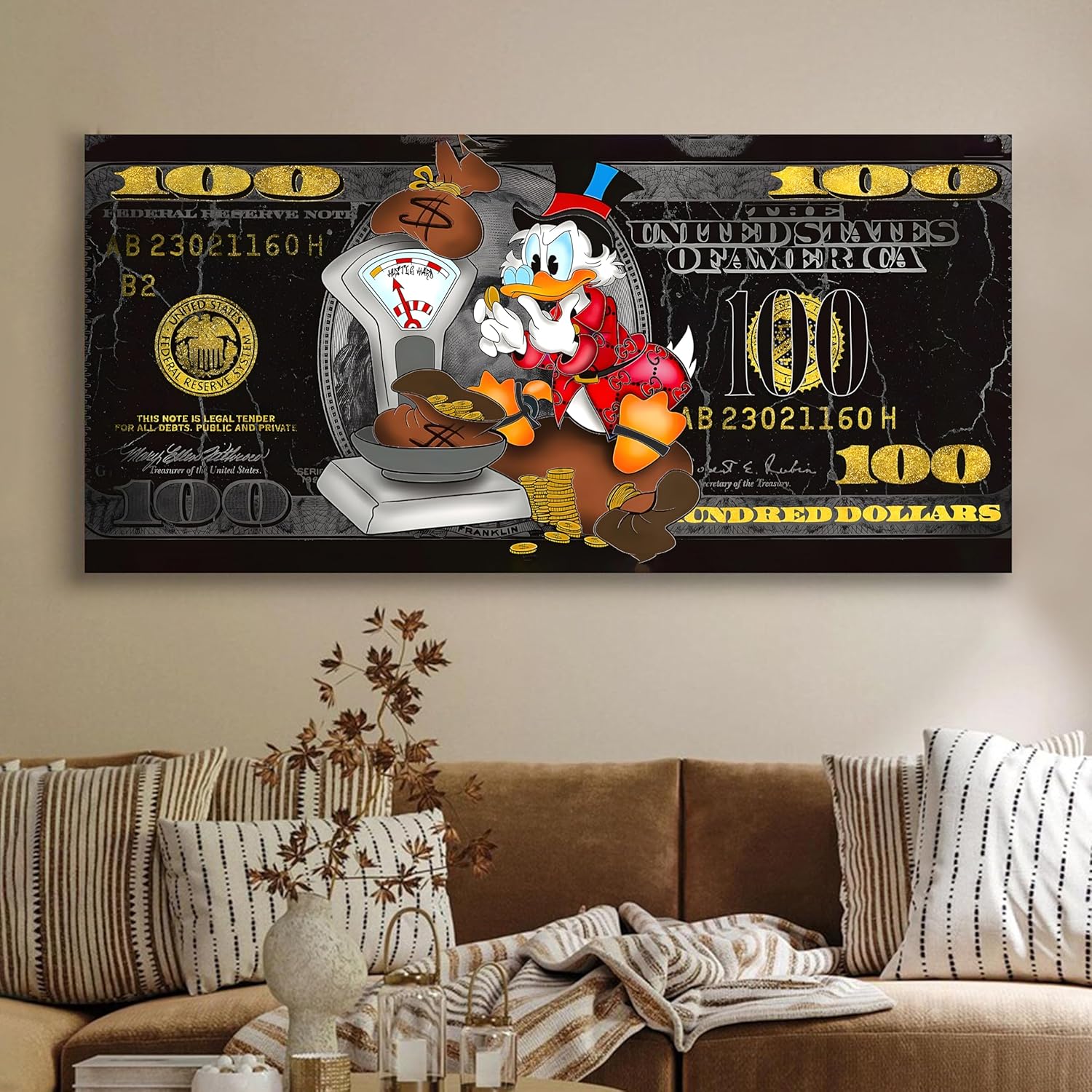 Paintingmantra Scrooge McDuck Money Theme Canvas Wall Painting 22x46 Inch - Art Street