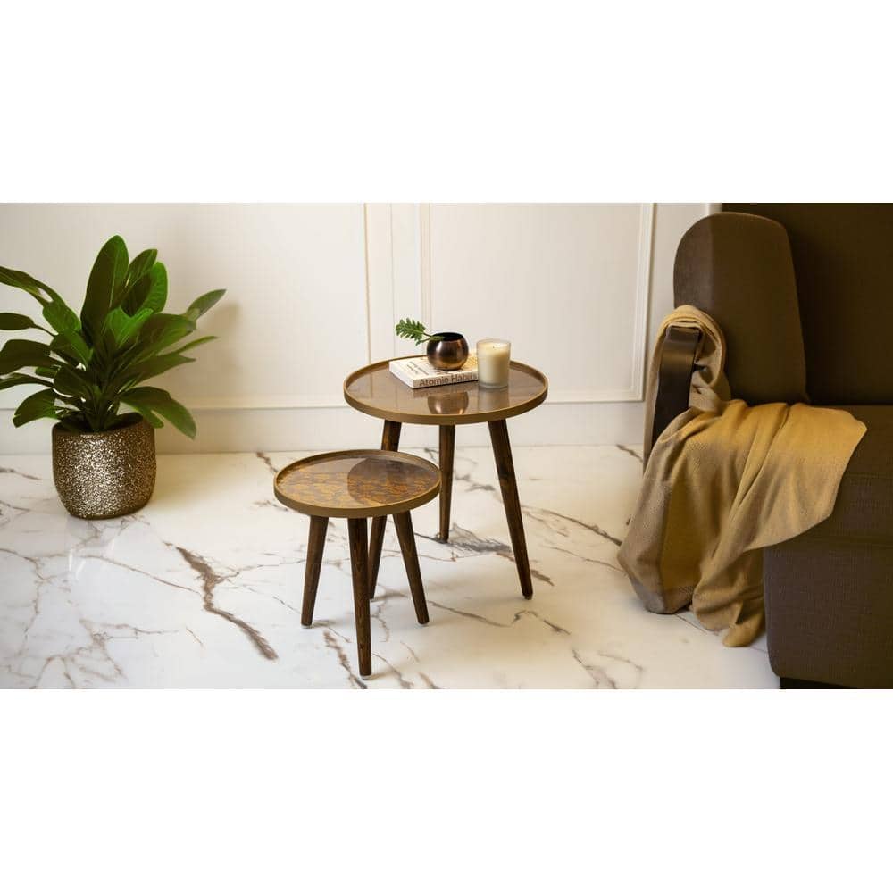 Bela Round Nesting Tables with Wooden Legs, Side Tables, Wooden Tables, Living Room Decor by A Tiny Mistake