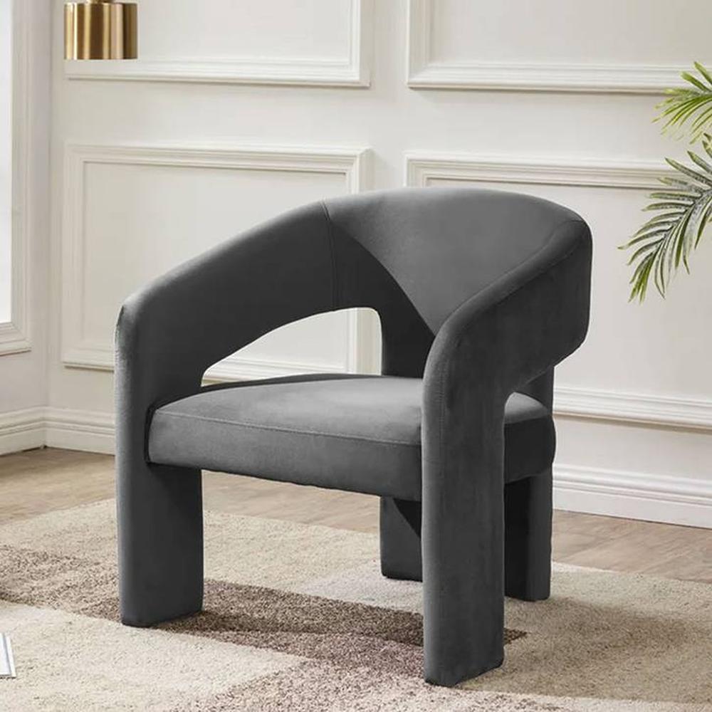 Ashley Velvet Accent Chair in Dark Grey Colour
