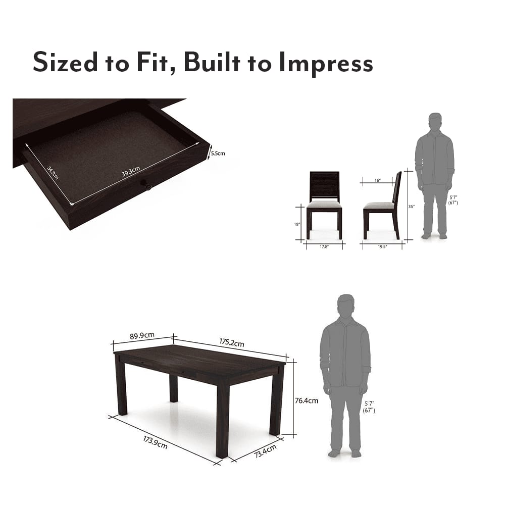 Arabia Xl Storage- Oribi 6 Seater Dining Table Set (Colour- Wheat Brown , Finish- Mahogany)