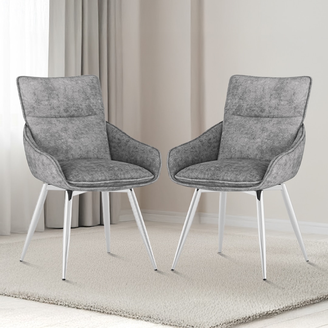 Megan Swivel Dining Chair In Grey Colour