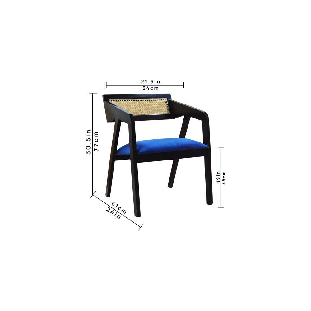 Serene Solid Wood Lounge Chair In Blue Fabric