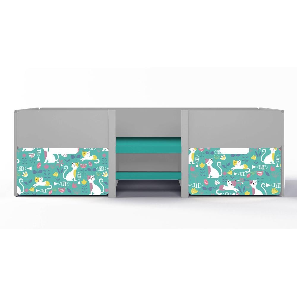 Step Up Engineered Wood Box Storage Bed in Light Grey Colour