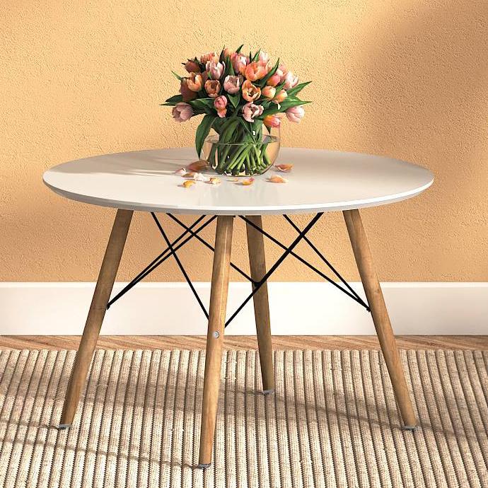 Ormond Round Solid Wood Coffee Table In White Finish