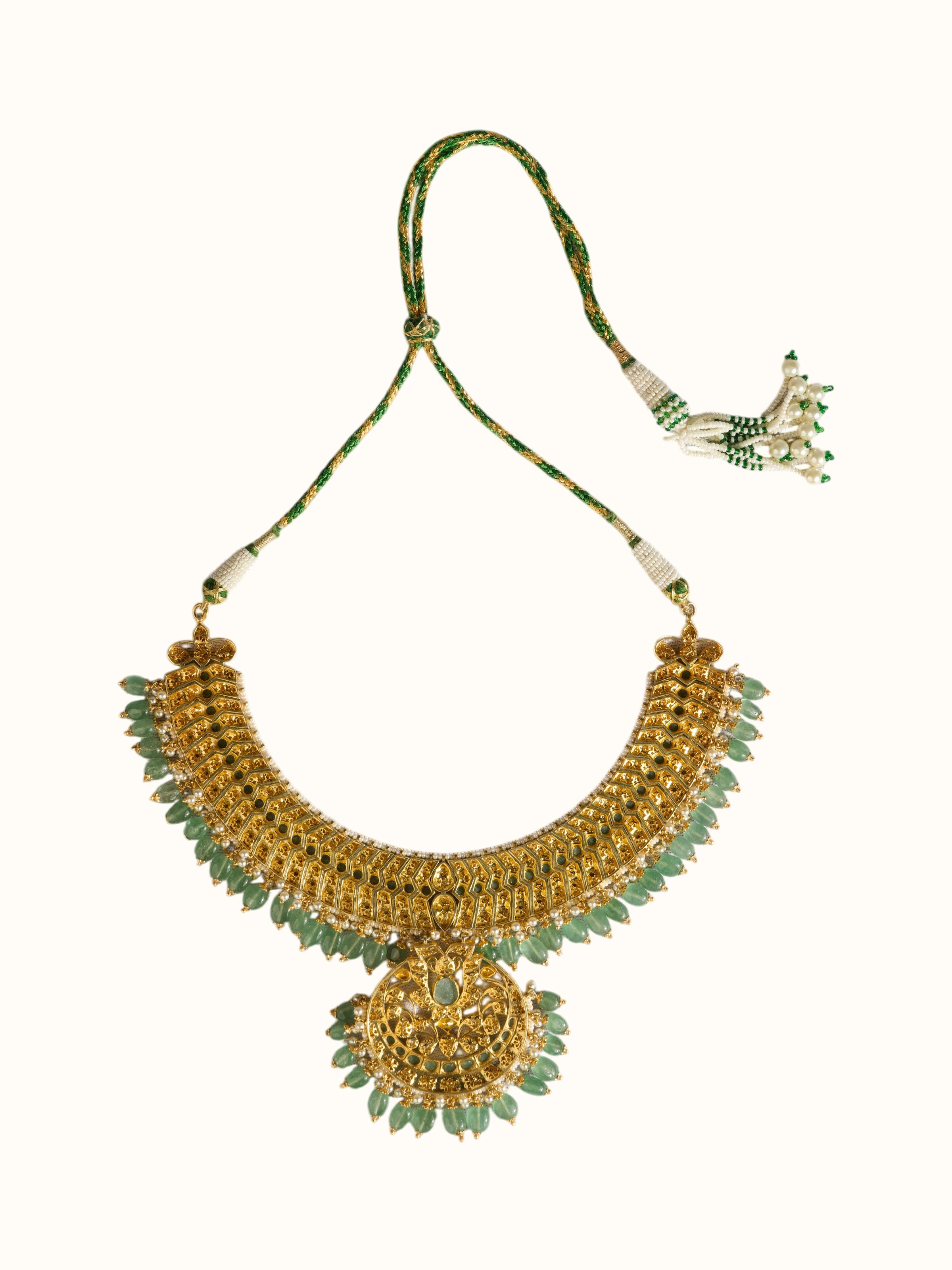 Silver Smithing Gold Plated Jadau Necklace