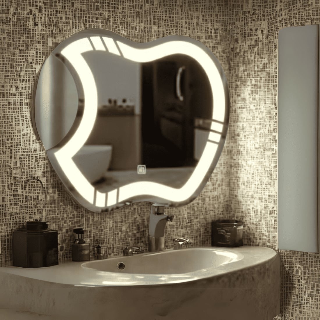 Artistic Apple LED  Mirror Creative Illuminated Mirror with Touch Sensor