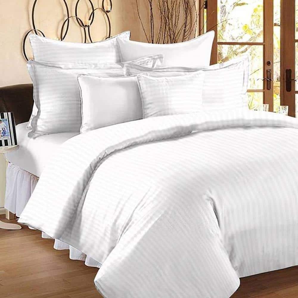 Adem White Absract 210 TC Cotton Double Size Bedsheet with 2 Pillow Covers