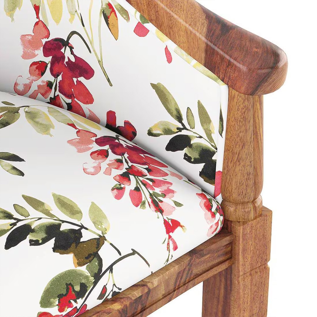 Florence Armchair in Carmine Cassia Colour and Teak Finish