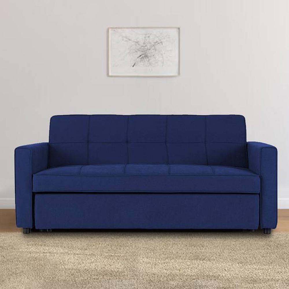 Medas 3 Seater Pull Out Sofa cum Bed  in Navy Blue Colour