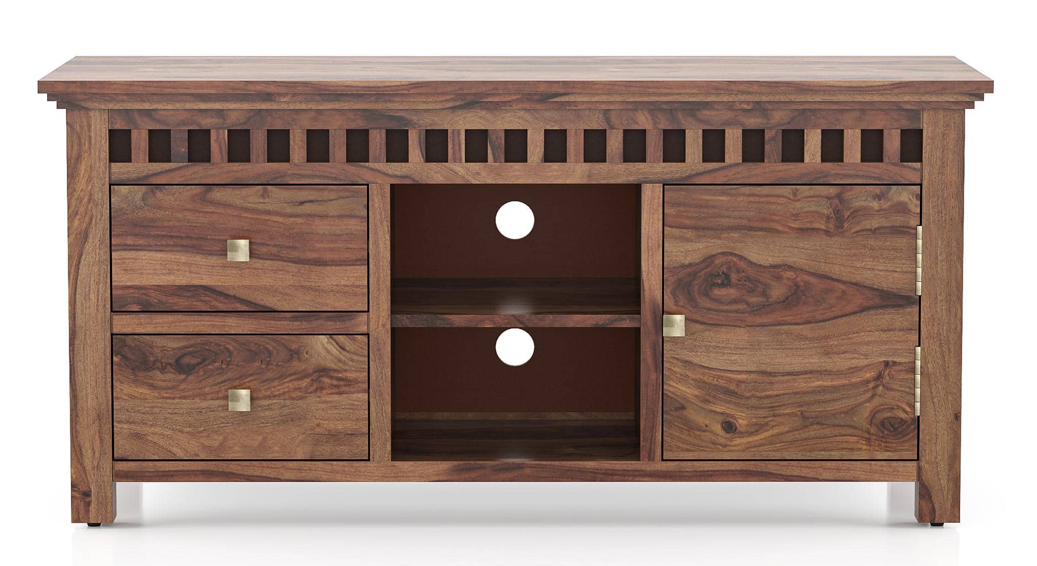 Fidora Solid Wood TV Unit in Teak Finish