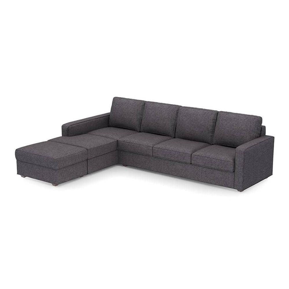 Apollo Compact Fabric Sectional Compact Sofa (Colour : Steel, Cushion : Hard, Back Type : Regular, Seating Capacity : Left Aligned 3 Seater + Left Aligned Chaise)