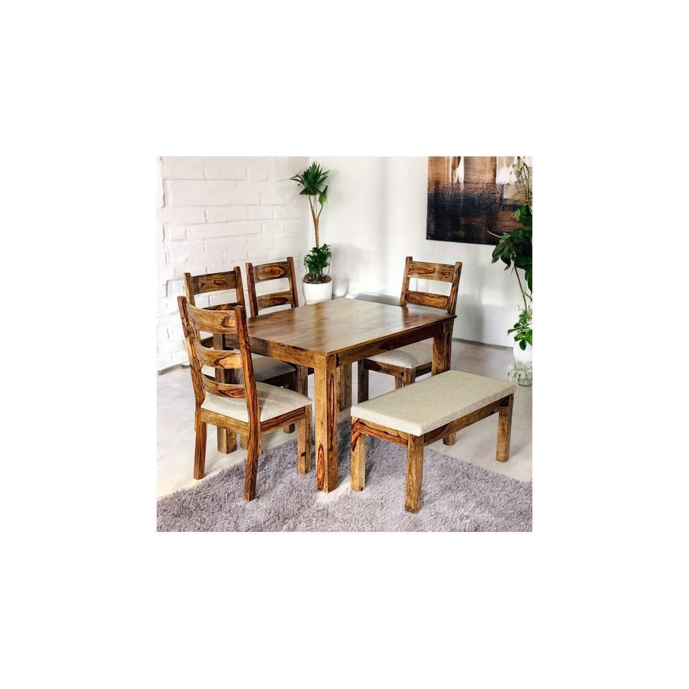 Oakmont Sheesham Wood Accent 6 Seater Dining Set With Teak Finish