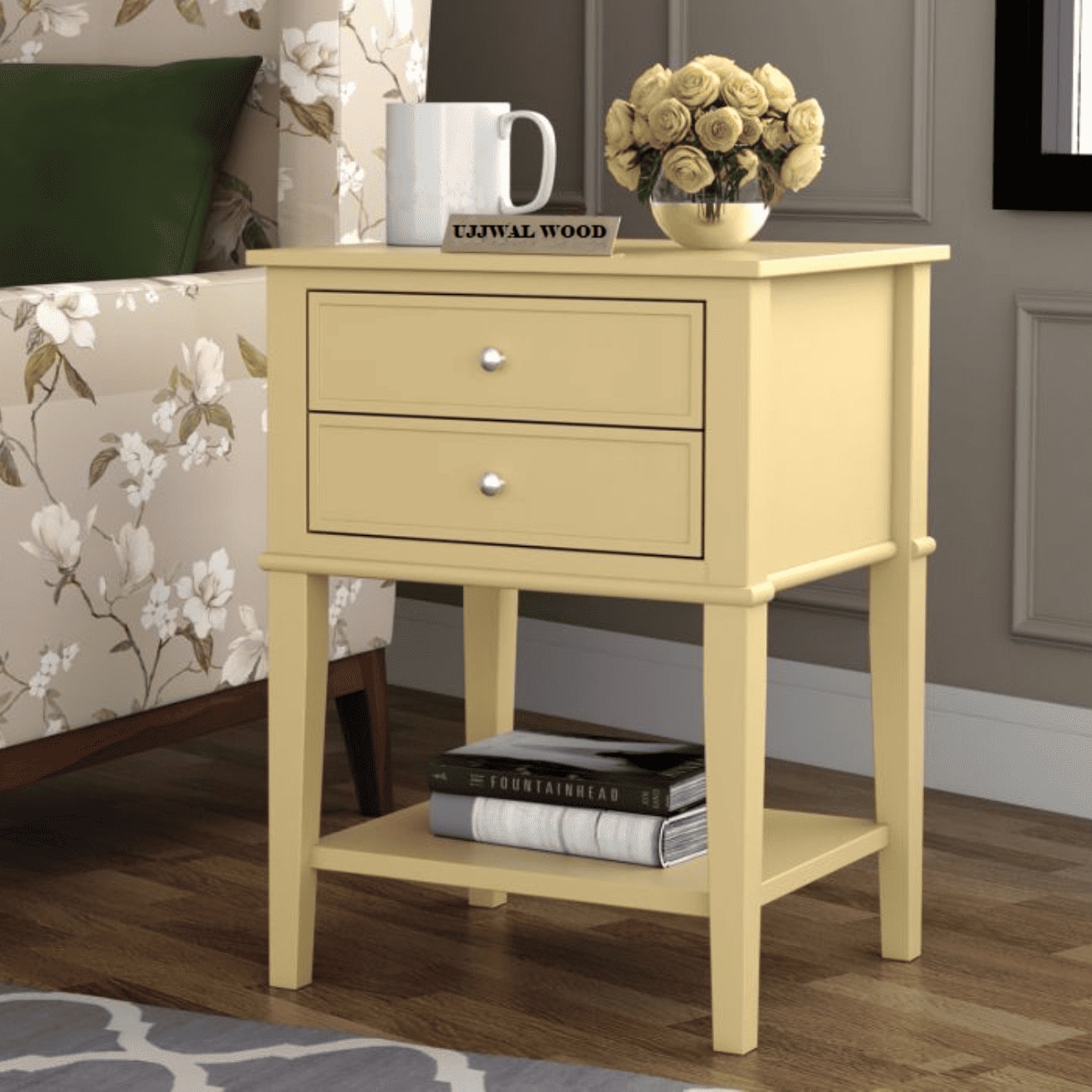 Haze Mango Wood Side and End Table in Yellow Finish